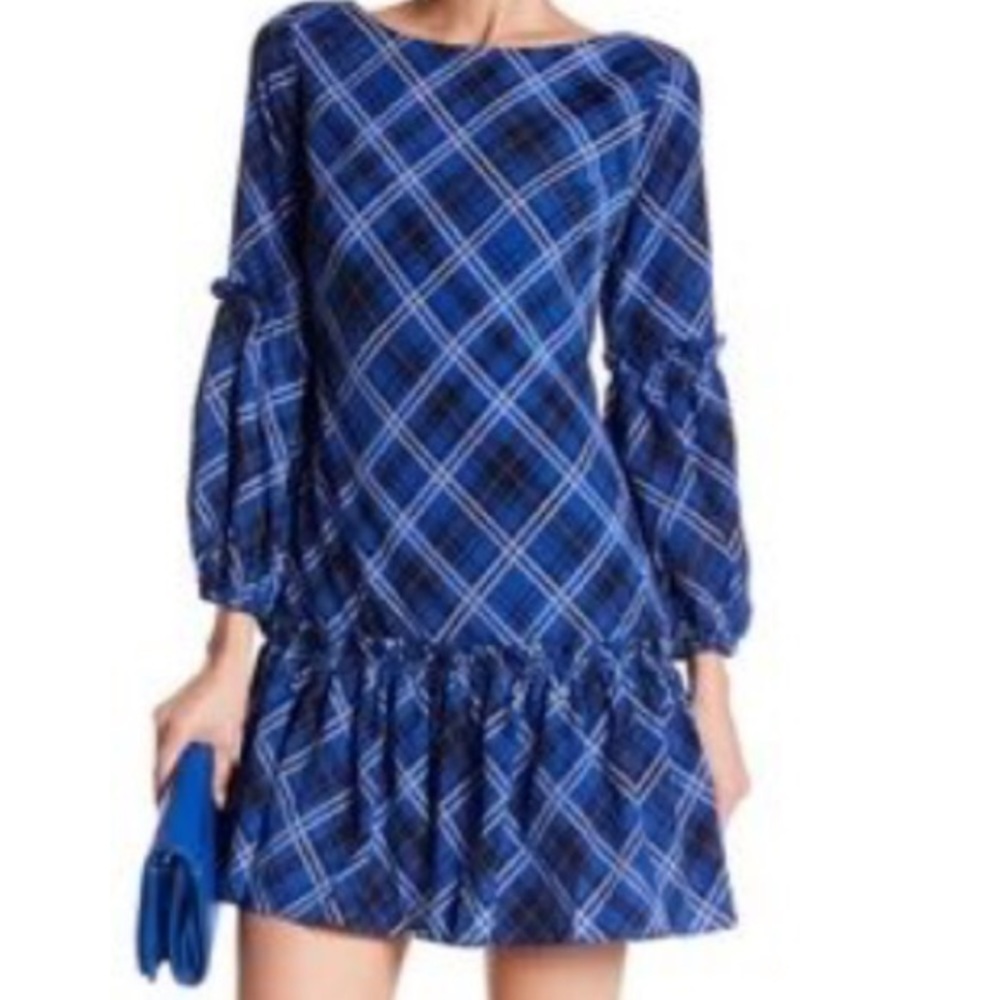 Eliza J Blue Plaid Mini Dress